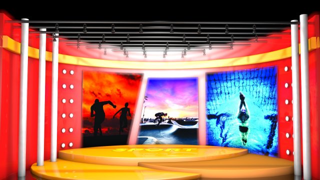 Set de tv deportes Model 3D .c4d .max .obj .3ds .fbx .stl .blend 