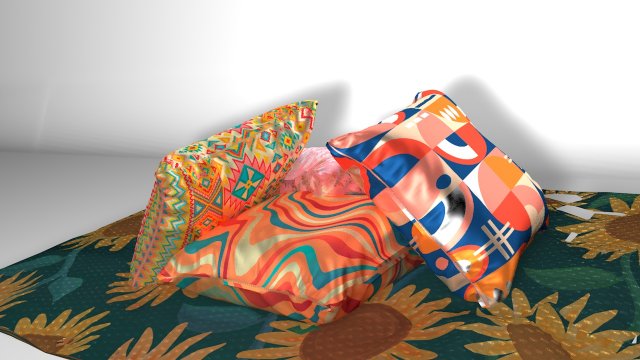 4 cojines coloridos 3D Модель .c4d .max .obj .3ds .fbx .stl .blend