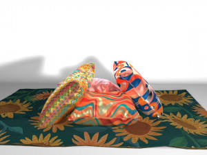 4 cojines coloridos 3D Модель