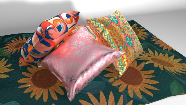 4 cojines coloridos Free 3D Model in Household Items 3DExport