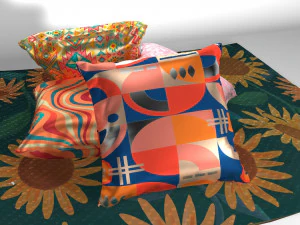 4 cojines coloridos 3D Model