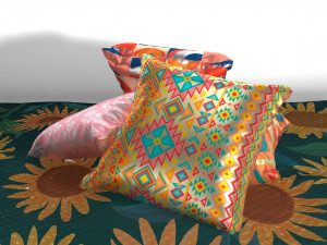4 cojines coloridos 3D Модель