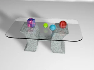 mesa de centro de marmol con vidrio 3D Model