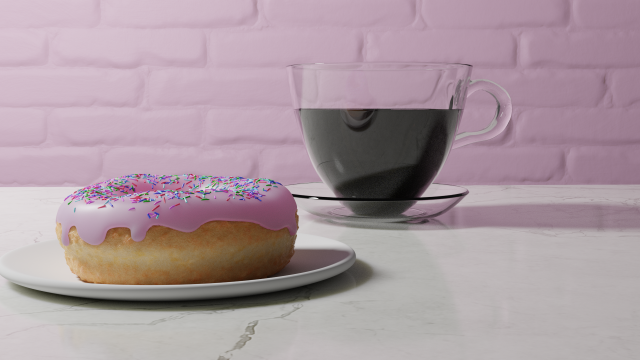 donut with a cup of coffee 3D 模型 .c4d .max .obj .3ds .fbx .stl .blend 
