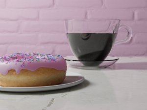 donut with a cup of coffee 3D मॉडल