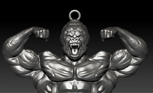 gorilla strong pendant 3D Print Model .c4d .max .obj .3ds .fbx .stl .blend