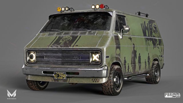 dodge tradesman van 1974 3D Model .c4d .max .obj .3ds .fbx .stl .blend 