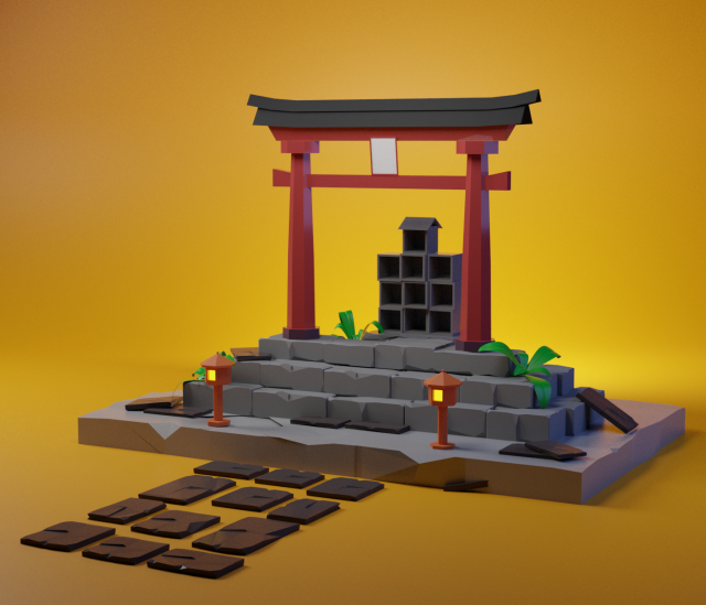 weathering with you shrine low-poly 3d Model 3D .c4d .max .obj .3ds .fbx .stl .blend 