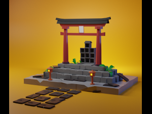 weathering with you shrine low-poly 3d 3D मॉडल