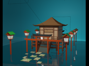 low-poly shrine blender 3Dモデル
