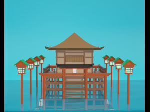 low-poly shrine blender 3D Model