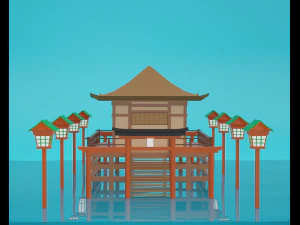 low-poly shrine blender 3D Model