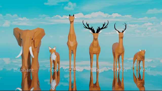 low-poly animals 3D 模型 .c4d .max .obj .3ds .fbx .stl .blend