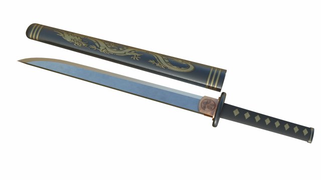 japanese sword 3D Model .c4d .max .obj .3ds .fbx .stl .blend 