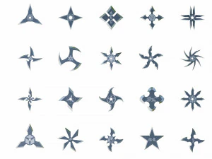 collection de 20 shurikens Modèle 3D
