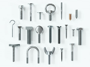 Collection of 21 bolts and screws 3D मॉडल
