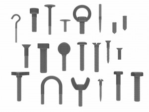 Collection of 21 bolts and screws 3D Model