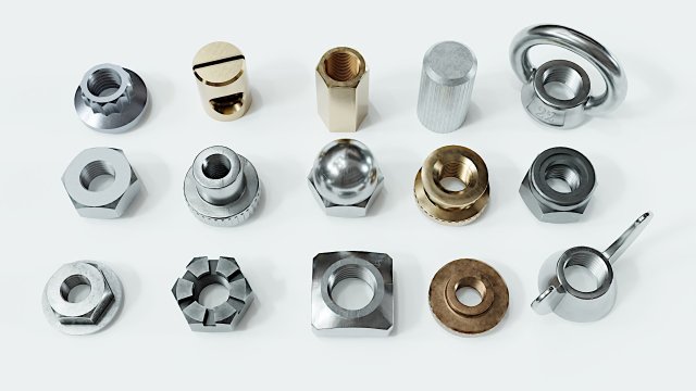 Collection of 15 nuts 3D Model .c4d .max .obj .3ds .fbx .stl .blend 