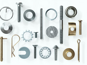 Collection of 21 rivets pins studs and washers 3D Model