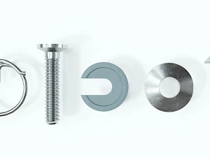 Collection of 21 rivets pins studs and washers 3D Model