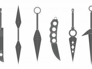 Collection of 6 kunai Model 3D