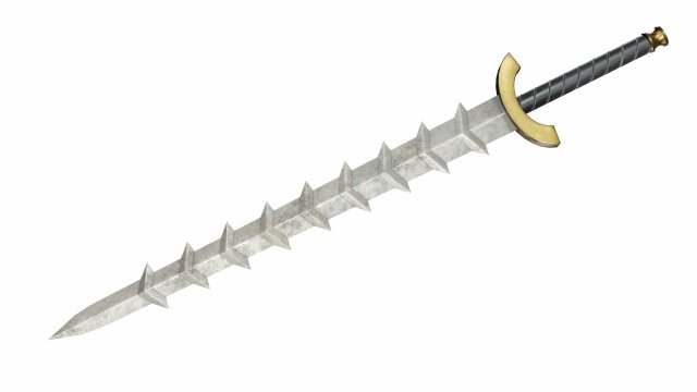 Spiked sword 3D Модель .c4d .max .obj .3ds .fbx .stl .blend 