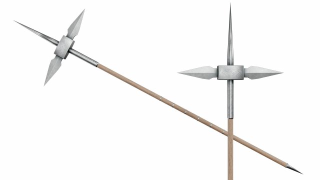 Cross tipped spear 3D Model .c4d .max .obj .3ds .fbx .stl .blend 
