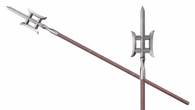 Spear with double crescent 3D Model .c4d .max .obj .3ds .fbx .stl .blend 