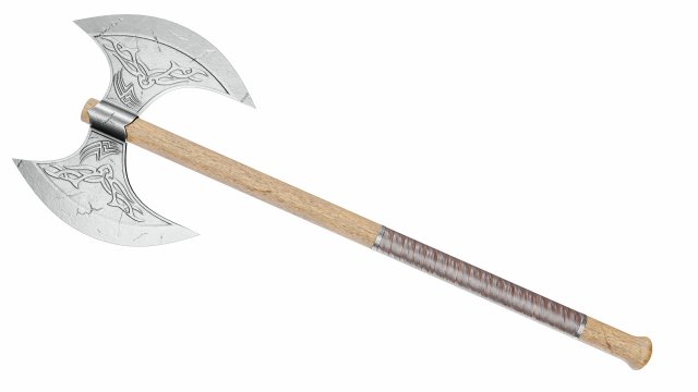 Double edged battleaxe Model 3D .c4d .max .obj .3ds .fbx .stl .blend 