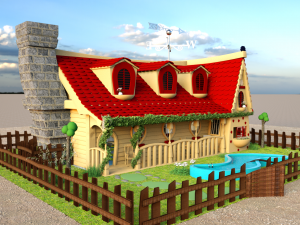 3d perfect cartoon house Model 3D