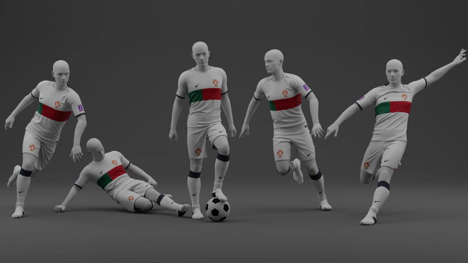 Portugal 2022 Away Jersey 3D Model .c4d .max .obj .3ds .fbx .stl .blend 