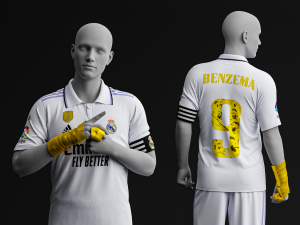 Benzema Ballon Dor Special Edition Real Madrid 2022 Home Jersey 3D 模型