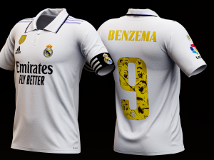 Benzema Ballon Dor Special Edition Real Madrid 2022 Home Jersey Model 3D