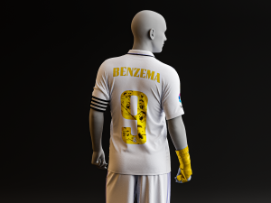 Benzema Ballon Dor Special Edition Real Madrid 2022 Home Jersey Model 3D