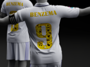 Benzema Ballon Dor Special Edition Real Madrid 2022 Home Jersey Model 3D