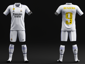 Benzema Ballon Dor Special Edition Real Madrid 2022 Home Jersey Model 3D
