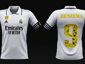 Benzema Ballon Dor Special Edition Real Madrid 2022 Home Jersey Model 3D