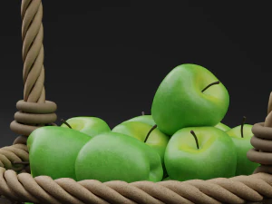 Реалістичні зелені яблука 3D Модель