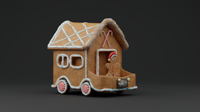 GingerBread Car Model 3D .c4d .max .obj .3ds .fbx .stl .blend 