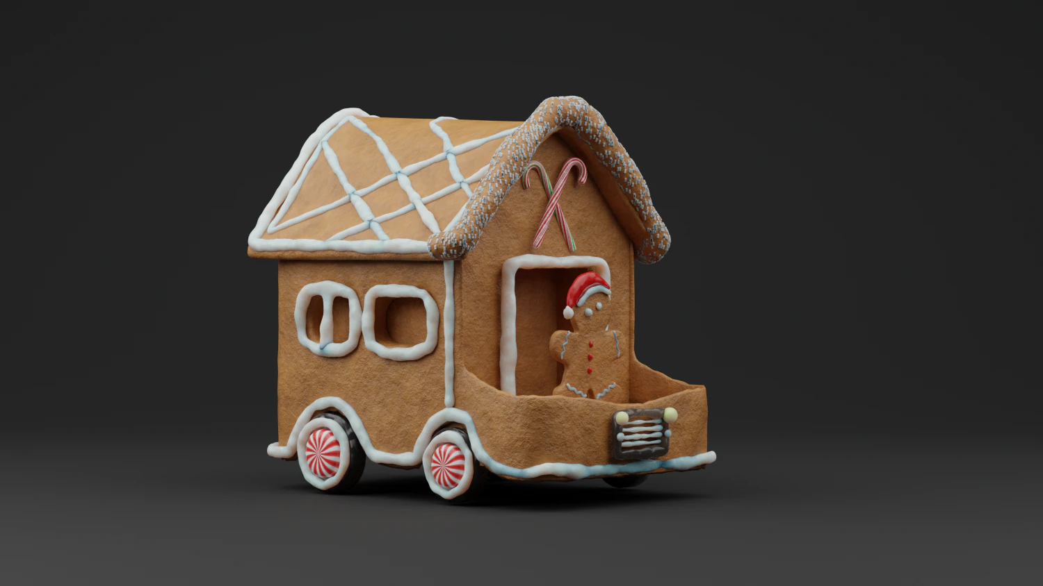GingerBread Car 3D Model .c4d .max .obj .3ds .fbx .stl .blend 