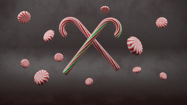 Peppermint Candy Cane 3D 模型 .c4d .max .obj .3ds .fbx .stl .blend 