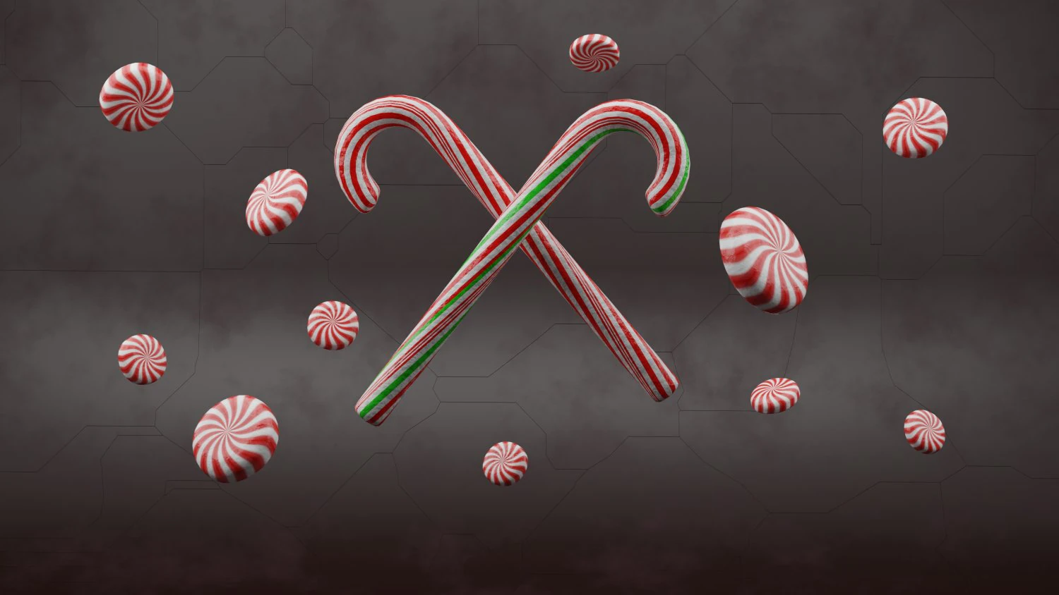 Peppermint Candy Cane 3D Model .c4d .max .obj .3ds .fbx .stl .blend 