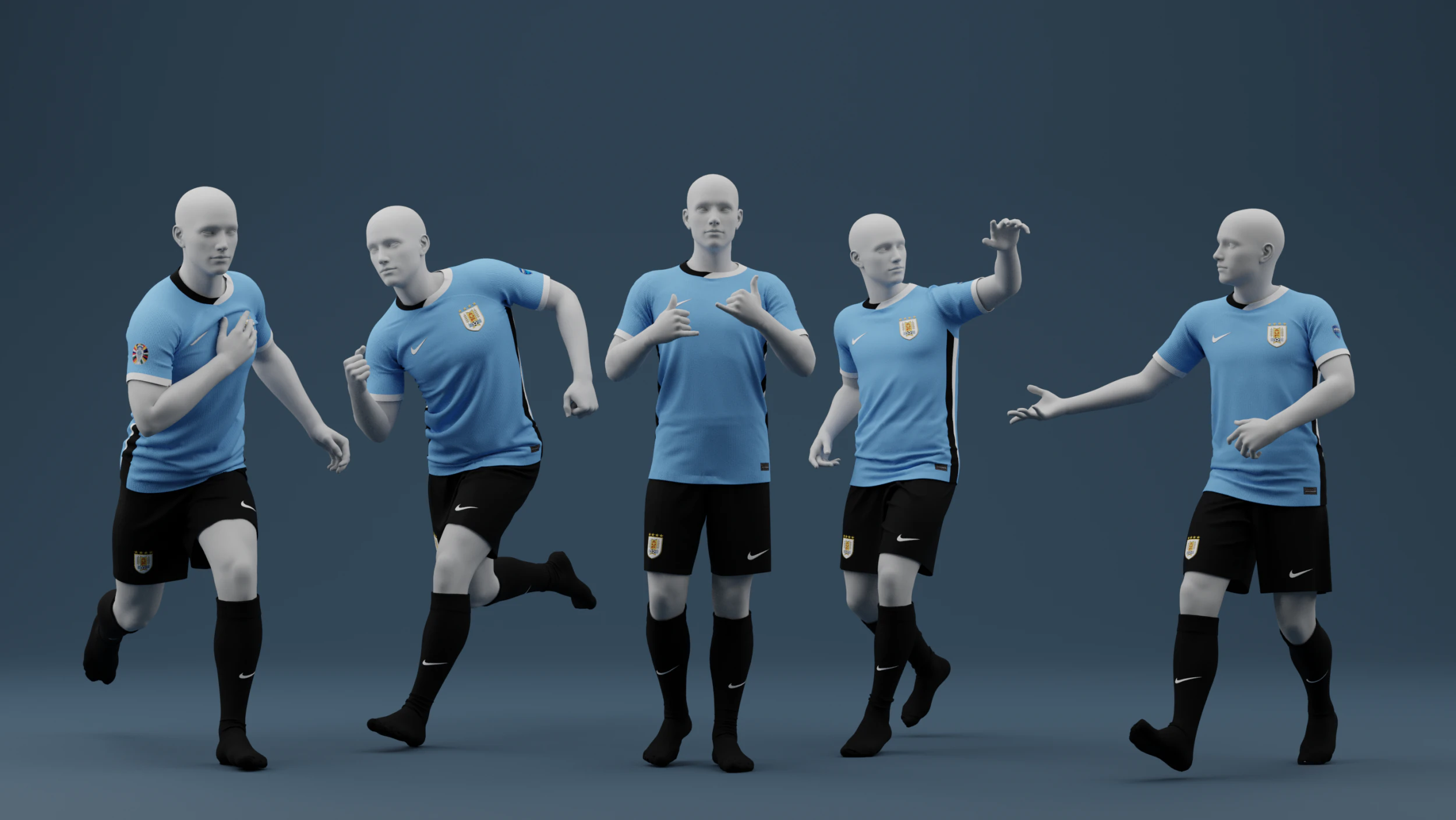 Uruguay 2024 Home Jersey 3D Model .c4d .max .obj .3ds .fbx .stl .blend 