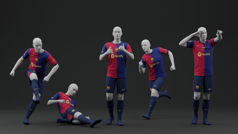 FC Barcelona 2024 Home Jersey 3D Model .c4d .max .obj .3ds .fbx .stl .blend 