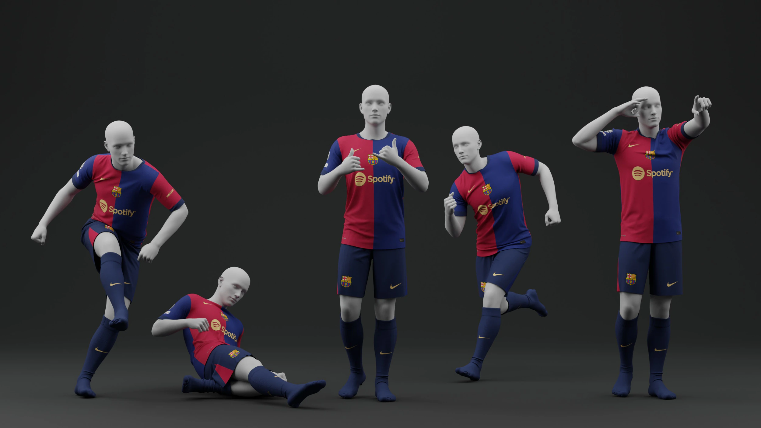 FC Barcelona 2024 Home Jersey 3D Model .c4d .max .obj .3ds .fbx .stl .blend 