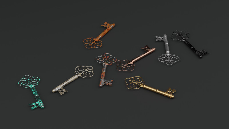 Antique Ornate Key 3D Model .c4d .max .obj .3ds .fbx .stl .blend 