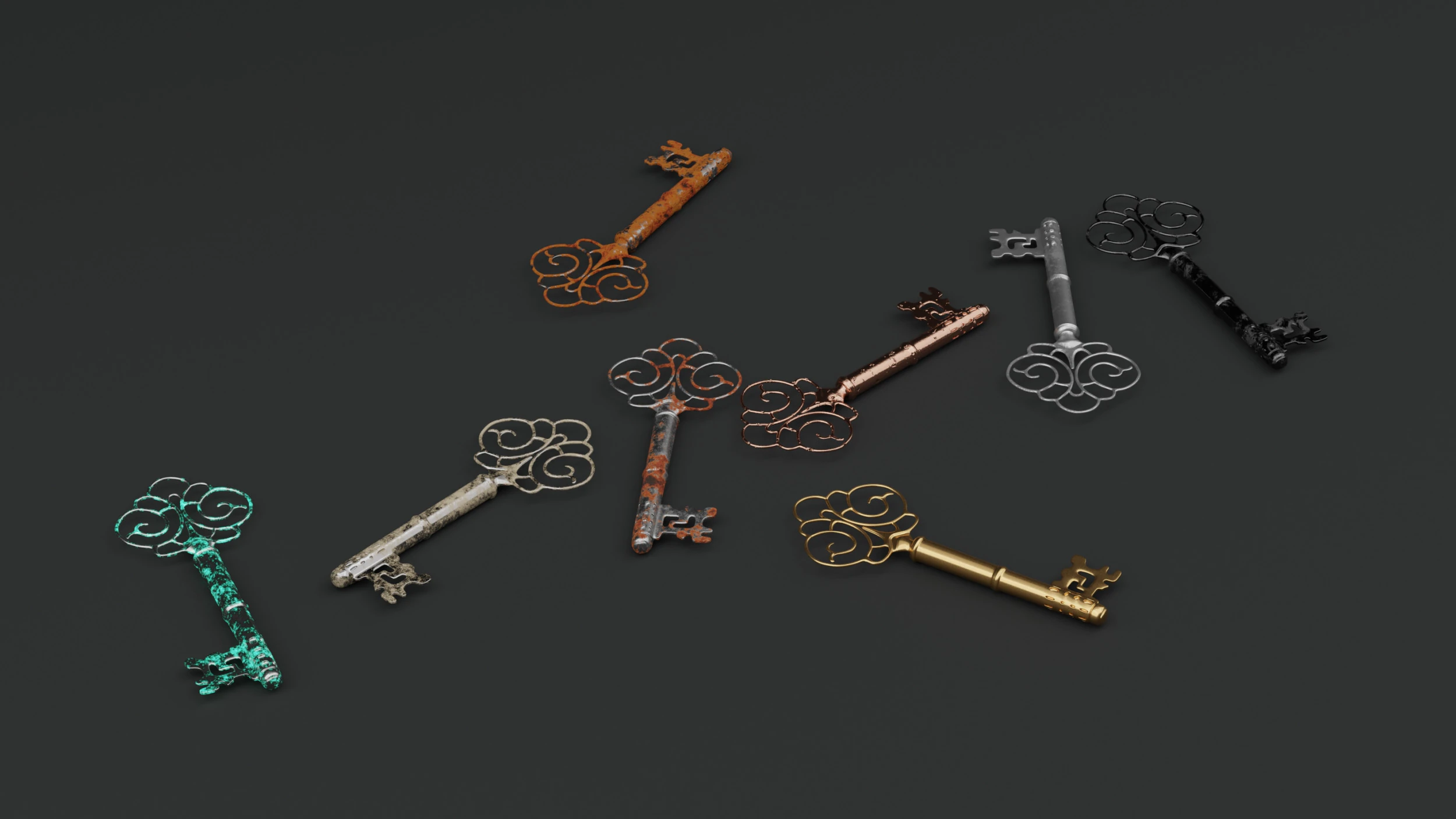 Antique Ornate Key 3D Model .c4d .max .obj .3ds .fbx .stl .blend 