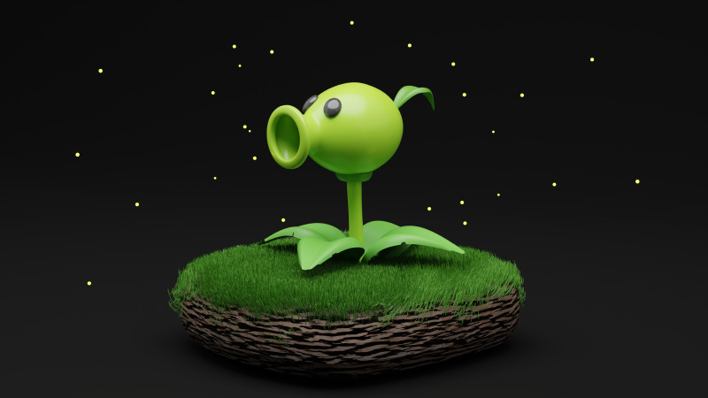 PeaShooter Plants Vs Zombies 3D Model .c4d .max .obj .3ds .fbx .stl .blend 