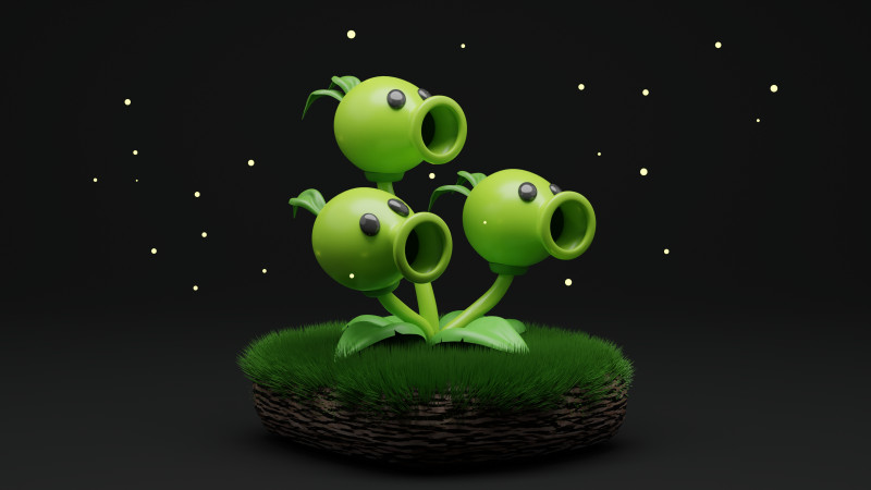 ThreePeater Plants Vs Zombies 3Dモデル .c4d .max .obj .3ds .fbx .stl .blend 
