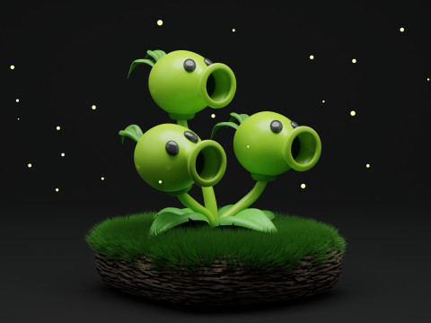 ThreePeater Plants Vs Zombies 3D Model